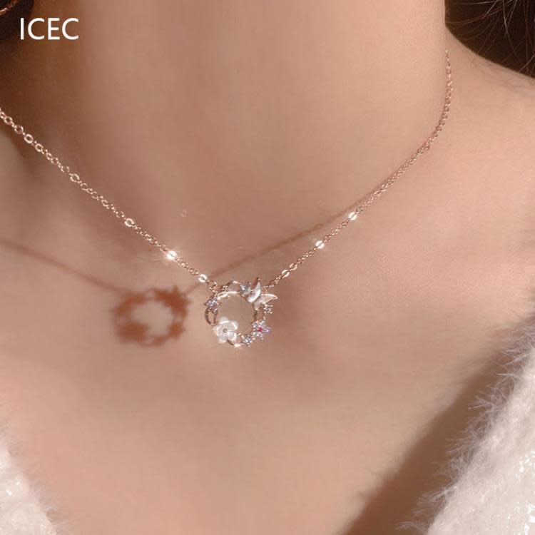 蝴蝶花朵吊墜項鍊氣質新款網紅爆款小香風不掉色鎖骨鍊上衣女-細節圖3