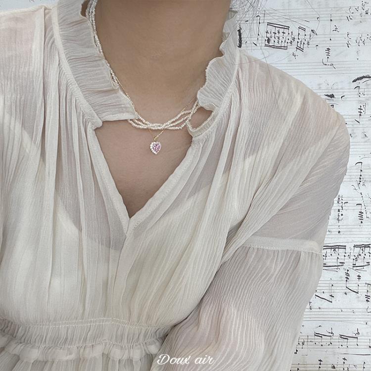 愛心彩鉆項鍊通體925銀水晶桃心吊墜ins風簡約輕奢百搭-細節圖3