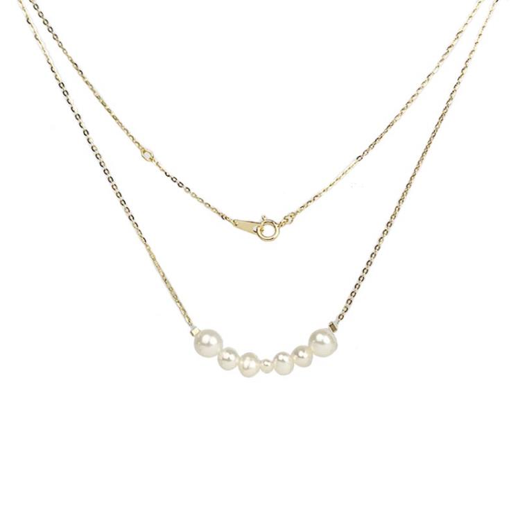 絕甜空氣/笑臉項鍊女珍珠簡約氣質鎖骨鍊手工s925銀網紅微笑項鍊-細節圖3