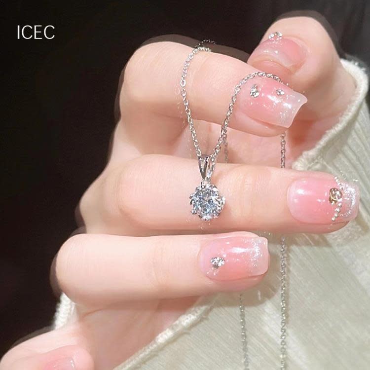 雪花莫桑石新款爆款項鍊小眾設計精致高級百搭風超閃鎖骨鍊女禮物-細節圖2