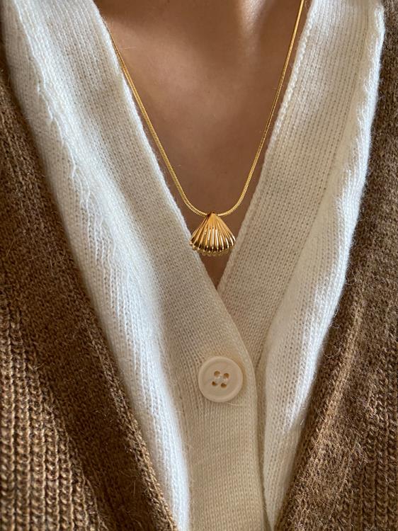 金色小貝殼復古小眾高級感精致鈦鋼項鍊女ins網紅博主鎖骨鍊-細節圖3