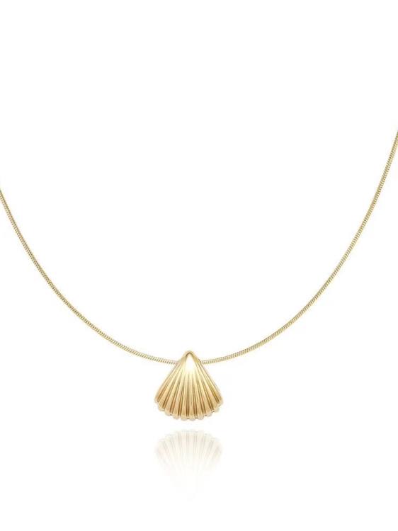 金色小貝殼復古小眾高級感精致鈦鋼項鍊女ins網紅博主鎖骨鍊-細節圖4