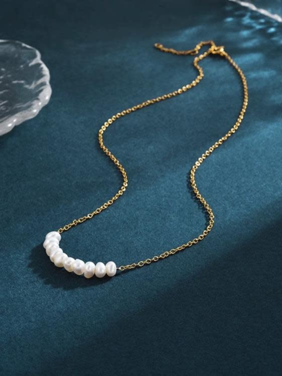 法式巴洛克微笑珍珠項鍊輕奢簡約時尚氣質百搭鎖骨鍊-細節圖2