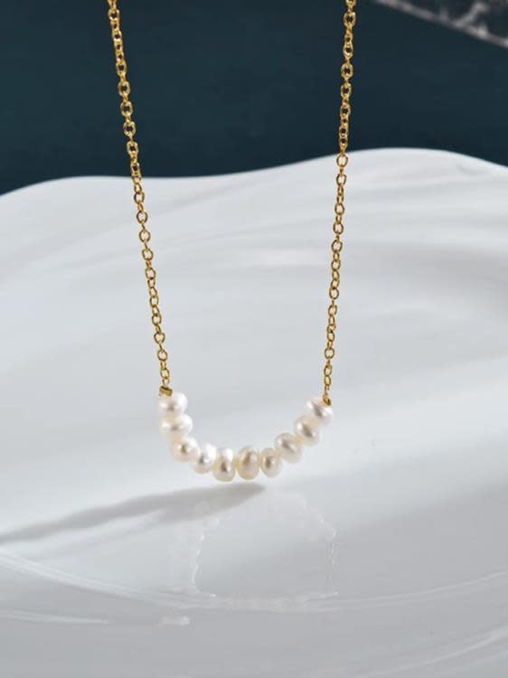 法式巴洛克微笑珍珠項鍊輕奢簡約時尚氣質百搭鎖骨鍊-細節圖4