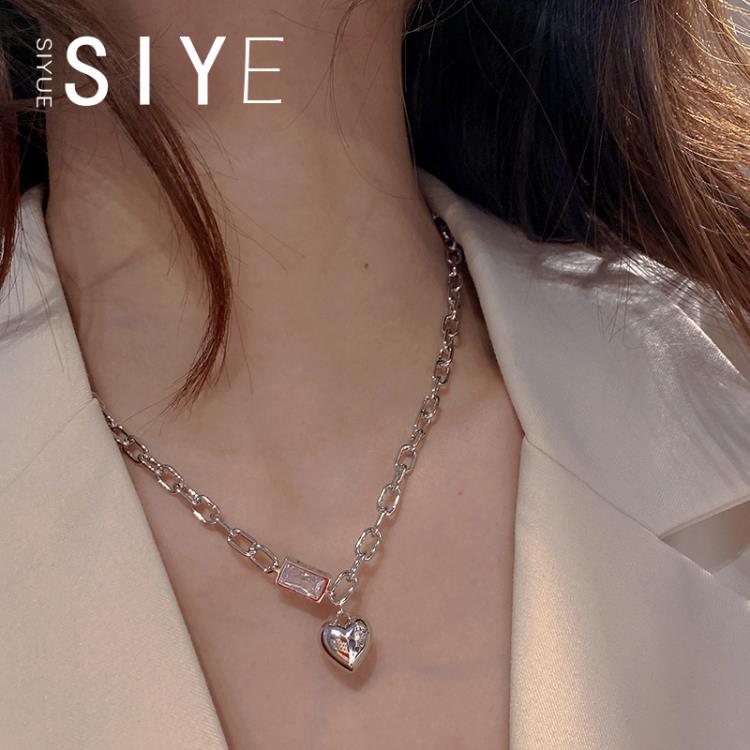 甜酷簡約衛衣小眾設計感愛心項鍊百搭頸鍊鎖骨鍊春夏女-細節圖2