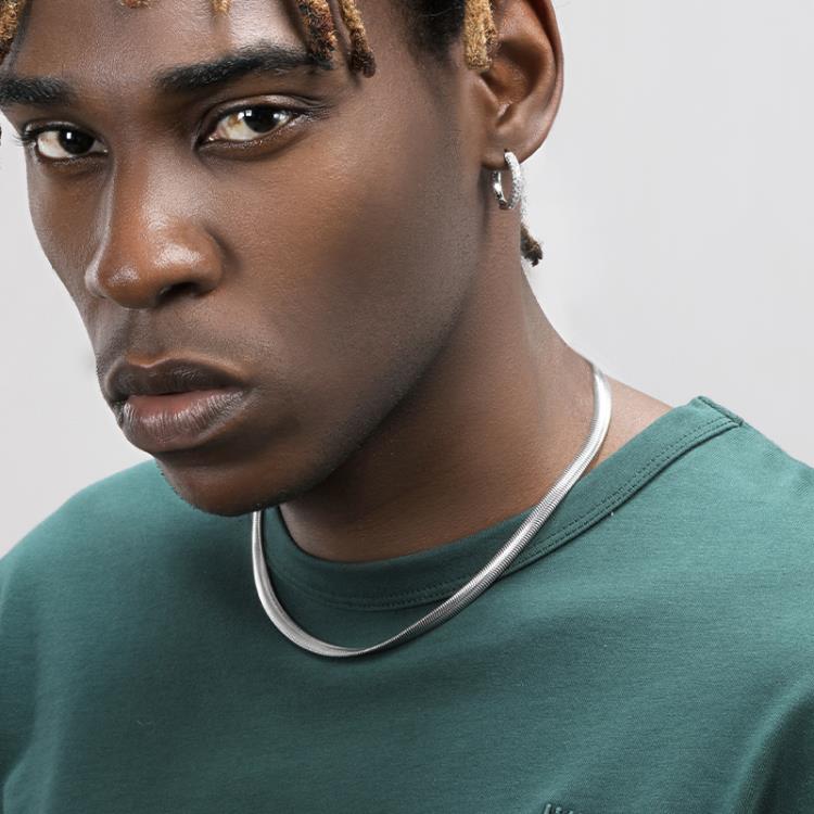 S925純銀粗蛇骨鍊電鍍白金項鍊男嘻哈潮ins百搭鎖骨鍊女同款-細節圖4