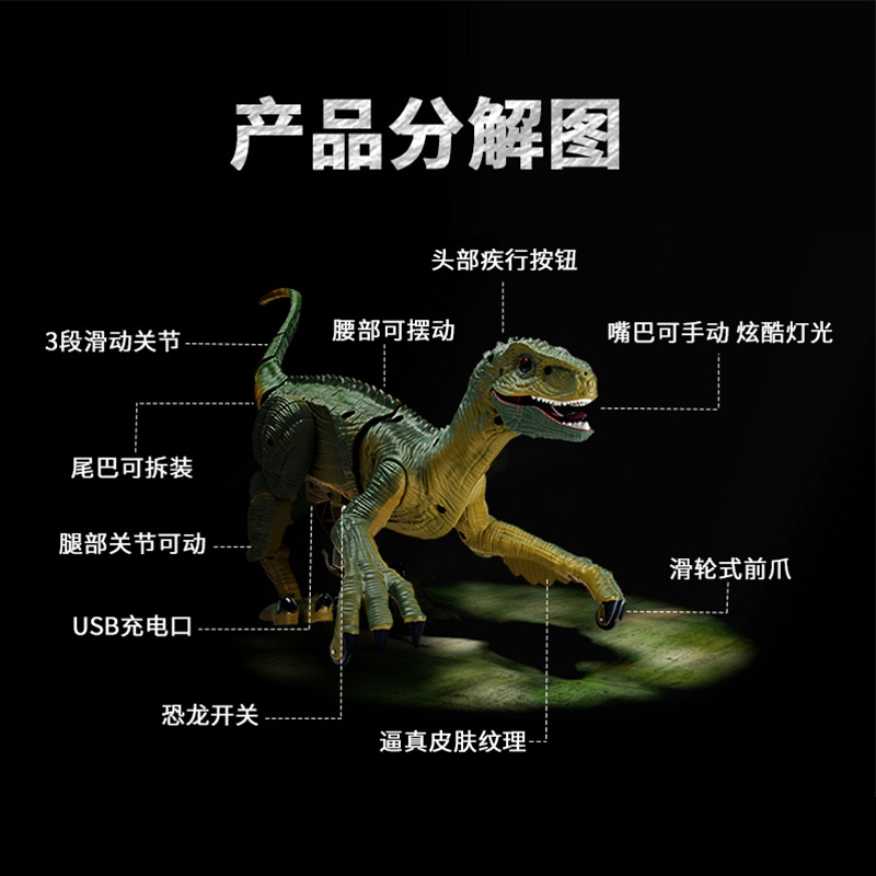 遙控恐龍恐龍玩具 兒童節禮物 生日禮物 遙控玩具 仿真遙控迅猛龍 迅猛龍 仿真電動恐龍 瘋遙控-細節圖5