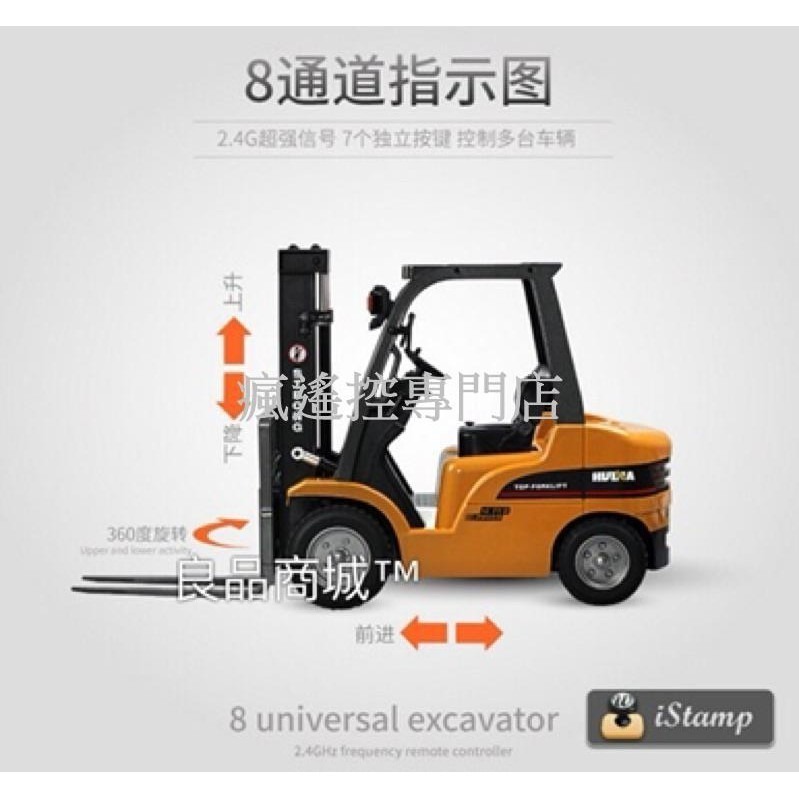 遙控車 遙控堆高機 遙控玩具 匯納 577 576 合金叉車 豬哥機 搭挖土機 遙控怪手 生日禮物 遙控工程車【瘋遙控】-細節圖3