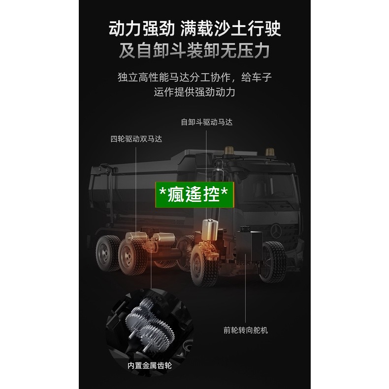 遙控車 遙控卡車 遙控玩具雙鷹 590 合金工程車 砂石車 全合金後斗 搭挖土機 593 580 EC160【瘋遙控】-細節圖7