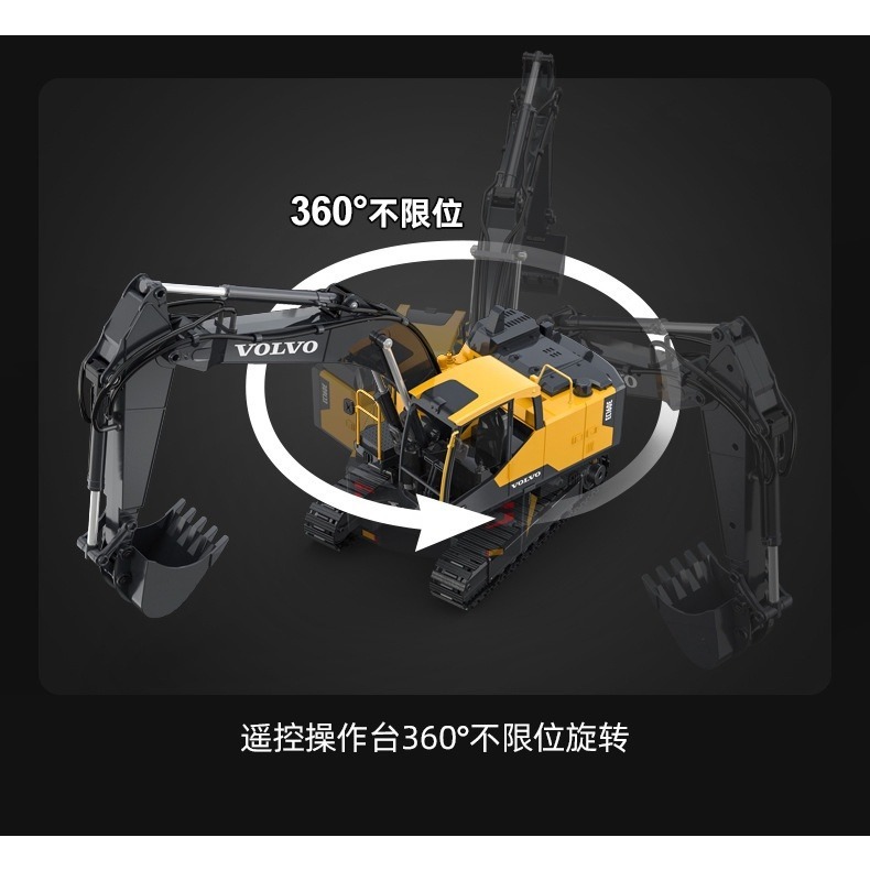 雙鷹 遙控 挖土機 598 EC160 螺桿 挖掘機  怪手 電動 挖土機 合金挖勺 兒童玩具車 充電電池【 瘋遙控】-細節圖2