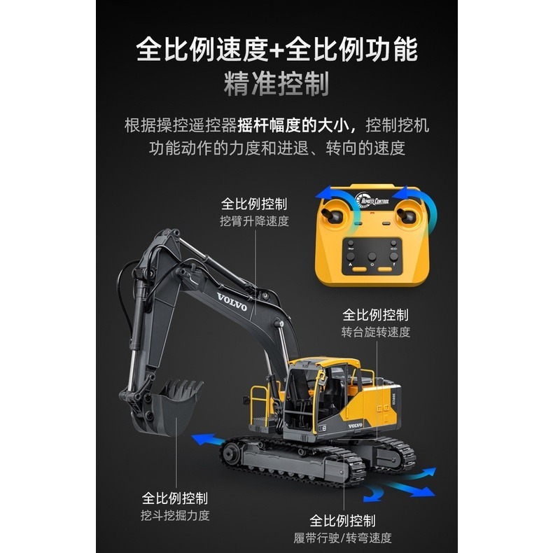 雙鷹 遙控 挖土機 598 EC160 螺桿 挖掘機  怪手 電動 挖土機 合金挖勺 兒童玩具車 充電電池【 瘋遙控】-細節圖7