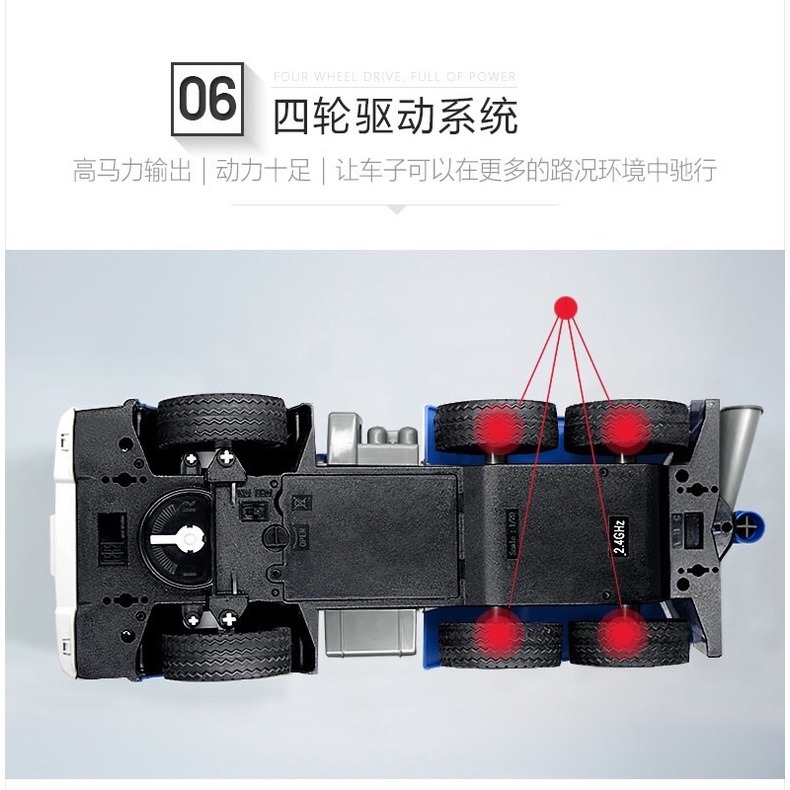 雙鷹 遙控車 1:20 大型 遙控 水泥車 工程車 攪拌車 混泥土車 遙控旋轉 遙控混泥土車 518 (瘋遙控)-細節圖7