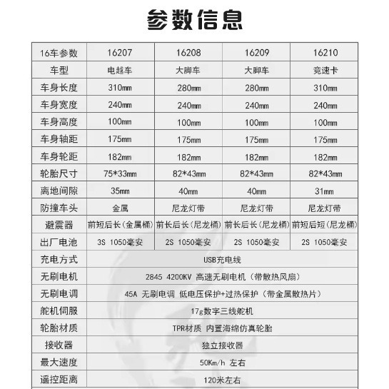 美嘉欣 無刷 16207 16208 16210 四驅遙控車 高速越野車 越野車 大腳車 競速 金屬傳動 拉力-細節圖8