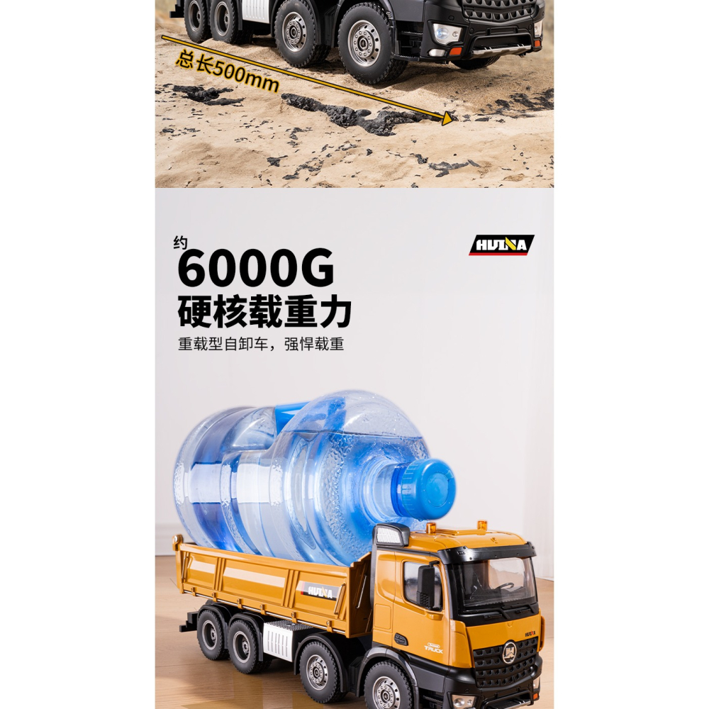 【承載力大升級】大型八輪重載砂石車 工程車 自卸車 匯納 536 生日禮物 男孩禮物 送禮 合金 全比例-細節圖4