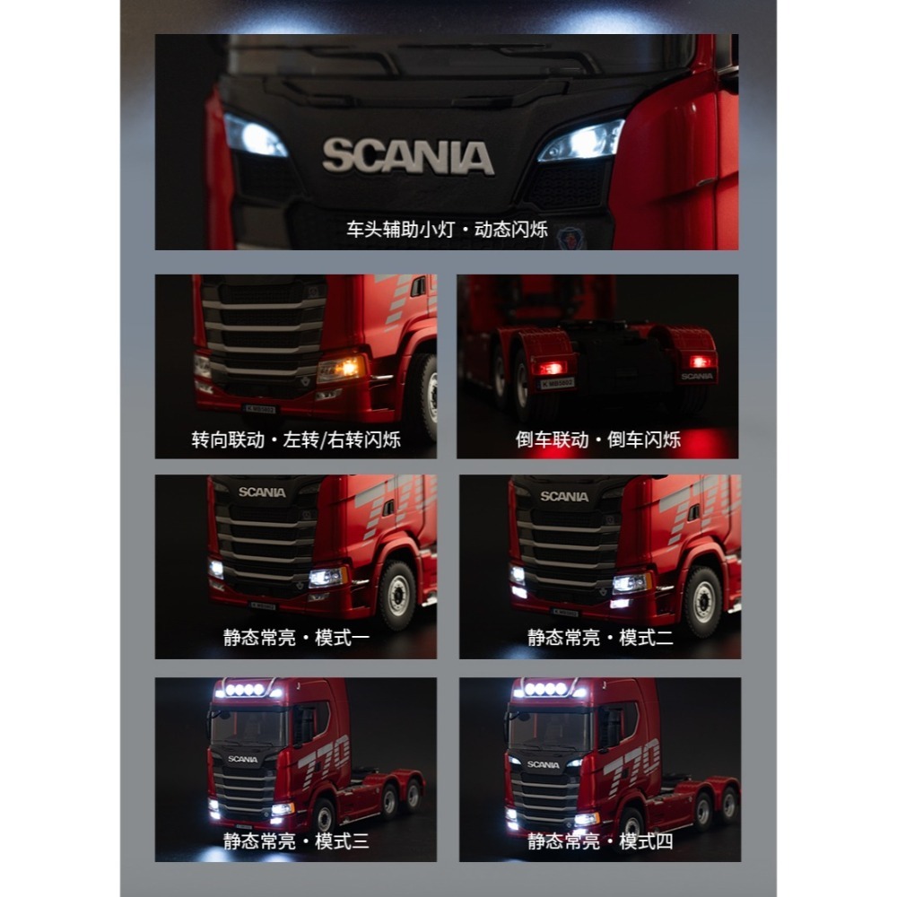 【現貨】匯納 斯堪尼亞 SCANIA 模型車 拖車頭 770S 工程車 曳引車 生日禮物 男孩禮物 501D-細節圖7
