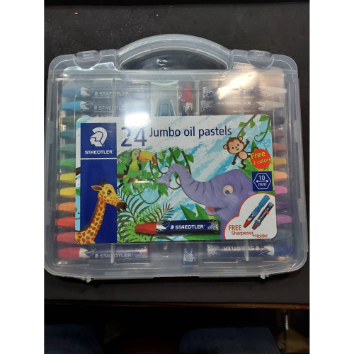 STAEDTLER 施德樓 MS241 PB24 超寬兒童無毒24色粉蠟筆組(24色 PP手提盒裝)~攜帶方便 輕鬆塗鴉
