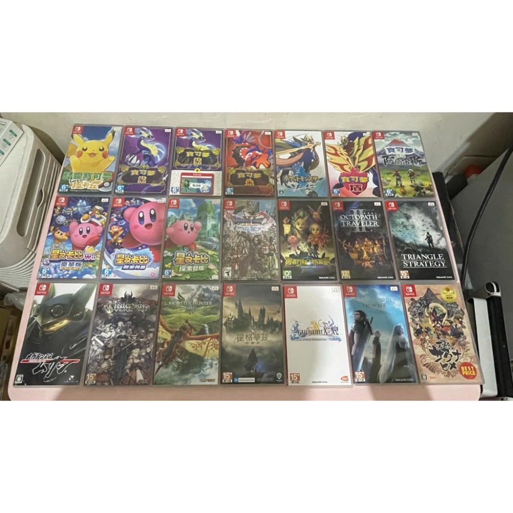 薩爾達那邊是曠野+擴充票、王國、寶可夢紫擴充、動森、霍格華茲、太鼓、瑪利歐是賽車、驚奇、外出包原廠圖案、記憶卡128-細節圖3