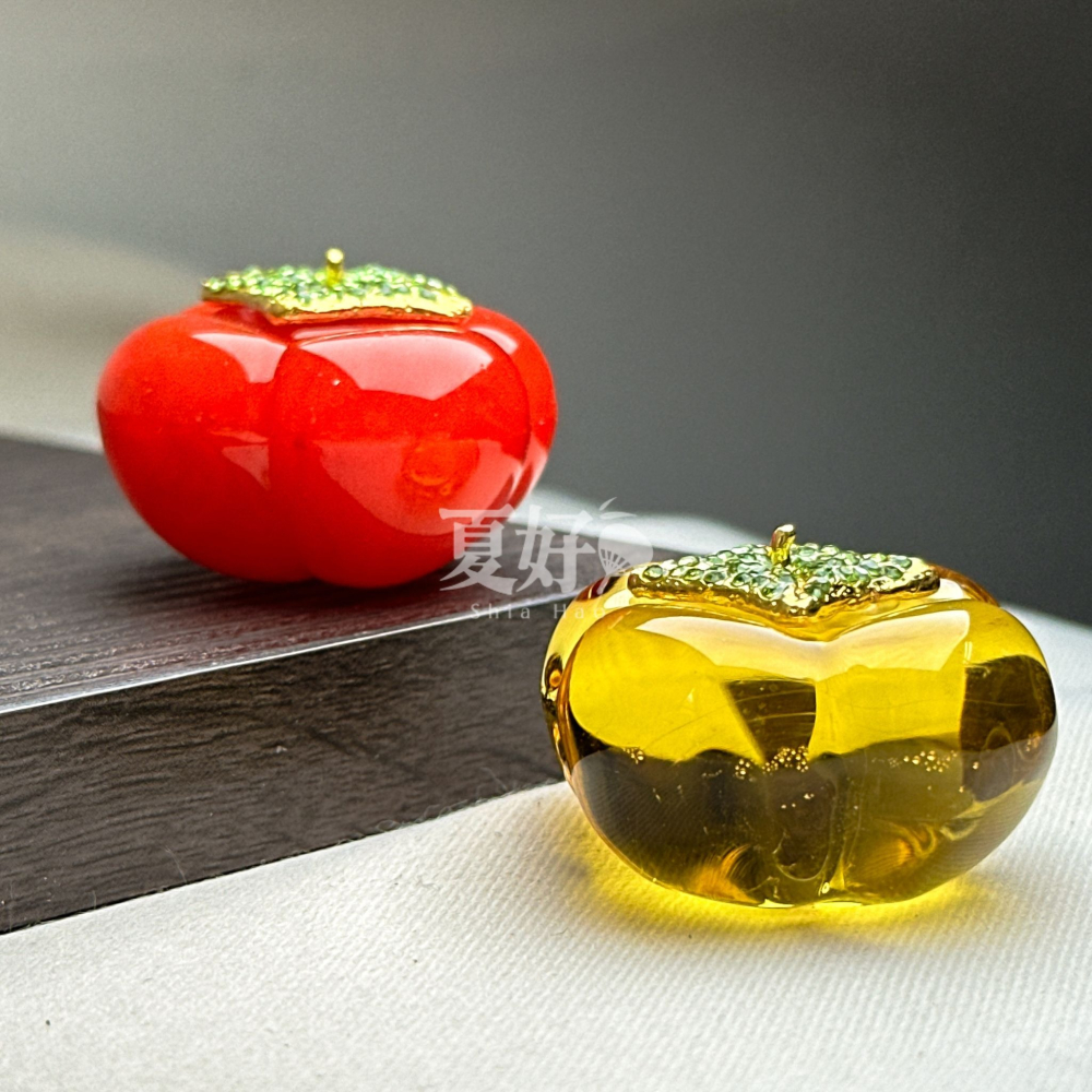 【𝑺𝒉𝒊𝒂 𝑯𝒂𝒐 夏好】現貨✨琉璃鑽葉柿子 事事如意好柿發生好事花生開運擺飾 新婚 新居送禮年節送禮-細節圖6
