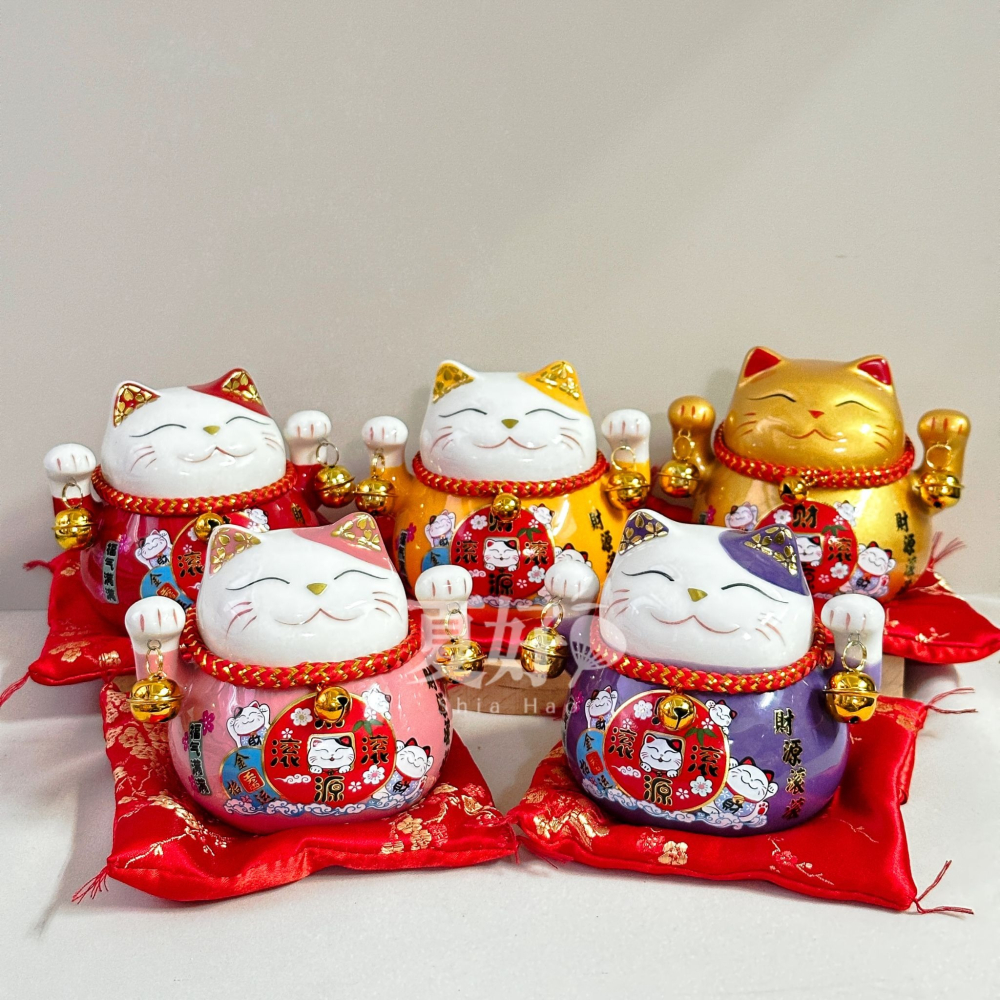 【𝑺𝒉𝒊𝒂 𝑯𝒂𝒐 夏好】現貨✨陶瓷中招財貓存錢筒｜紅金款 居家辦公擺設 招財開運祝福 送禮首選桌上擺飾-細節圖3