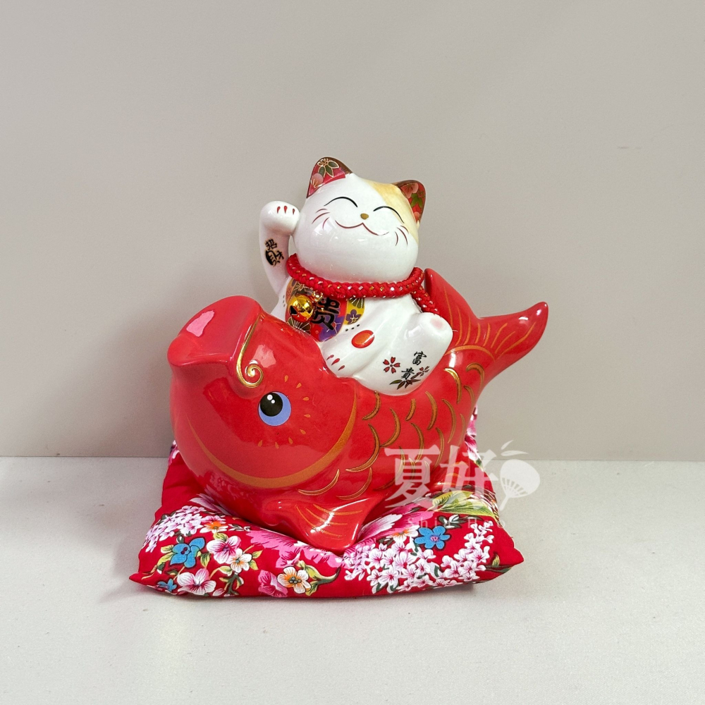 【𝑺𝒉𝒊𝒂 𝑯𝒂𝒐 夏好】現貨✨陶瓷中招財貓存錢筒｜紅金款 居家辦公擺設 招財開運祝福 送禮首選桌上擺飾-細節圖5