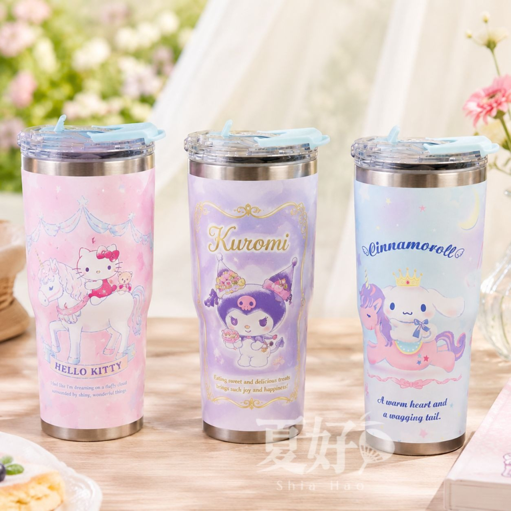 【𝑺𝒉𝒊𝒂 𝑯𝒂𝒐 夏好】現貨✨三麗鷗夢幻保冷杯(附皮套) Hello Kitty酷洛米大耳狗 保溫杯-細節圖2