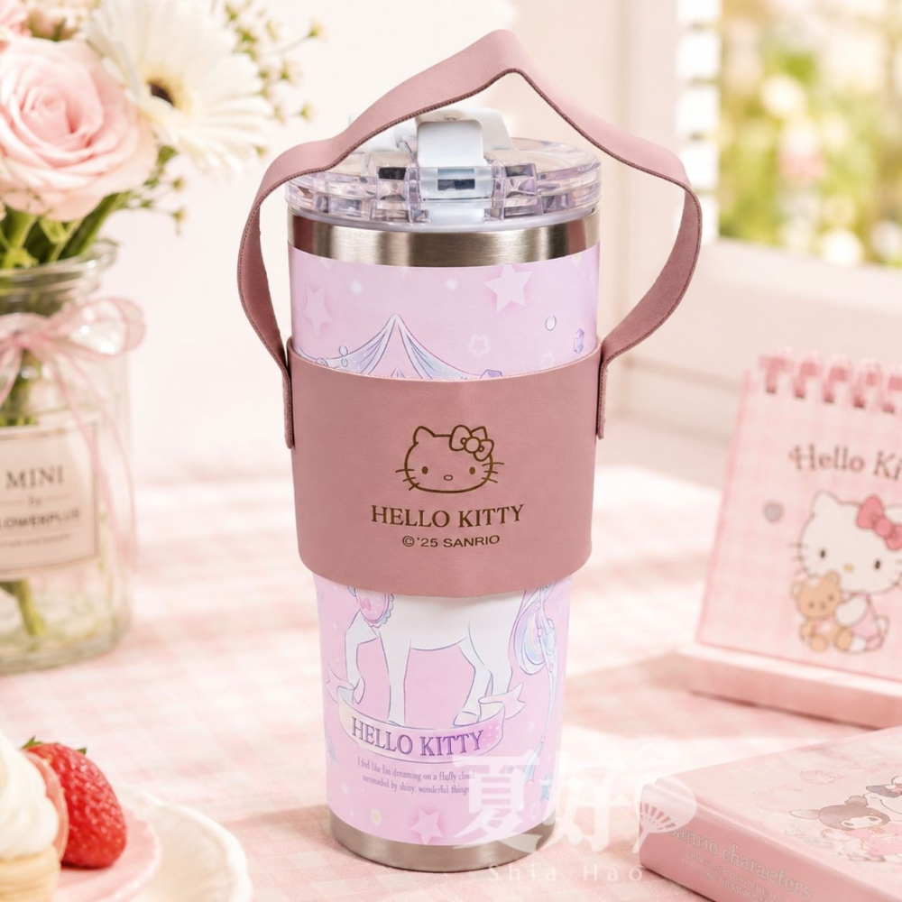 【𝑺𝒉𝒊𝒂 𝑯𝒂𝒐 夏好】現貨✨三麗鷗夢幻保冷杯(附皮套) Hello Kitty酷洛米大耳狗 保溫杯-細節圖3