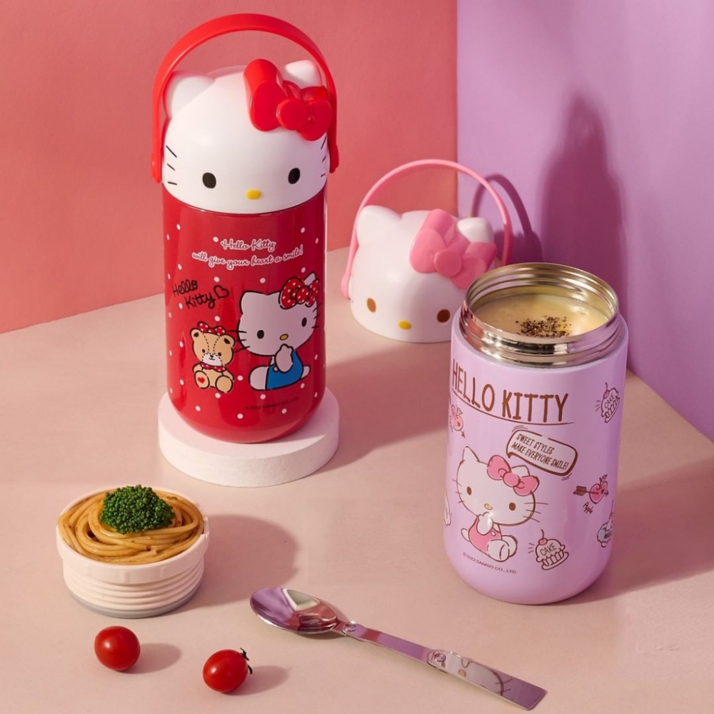 【𝑺𝒉𝒊𝒂 𝑯𝒂𝒐 夏好】現貨✨Hello Kitty 造型食物燜燒罐 手提悶燒鍋 真空悶燒罐 保溫罐-細節圖2