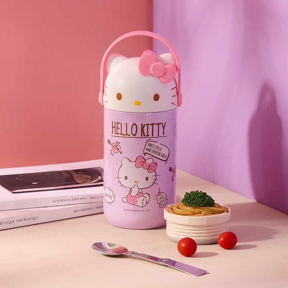【𝑺𝒉𝒊𝒂 𝑯𝒂𝒐 夏好】現貨✨Hello Kitty 造型食物燜燒罐 手提悶燒鍋 真空悶燒罐 保溫罐-規格圖5