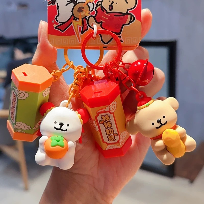 【𝑺𝒉𝒊𝒂 𝑯𝒂𝒐 夏好】現貨✨線條小狗發財吊飾 正版授權 事事如意抽籤桶鑰匙圈麻將發財吊飾掛飾掛件包包-細節圖7