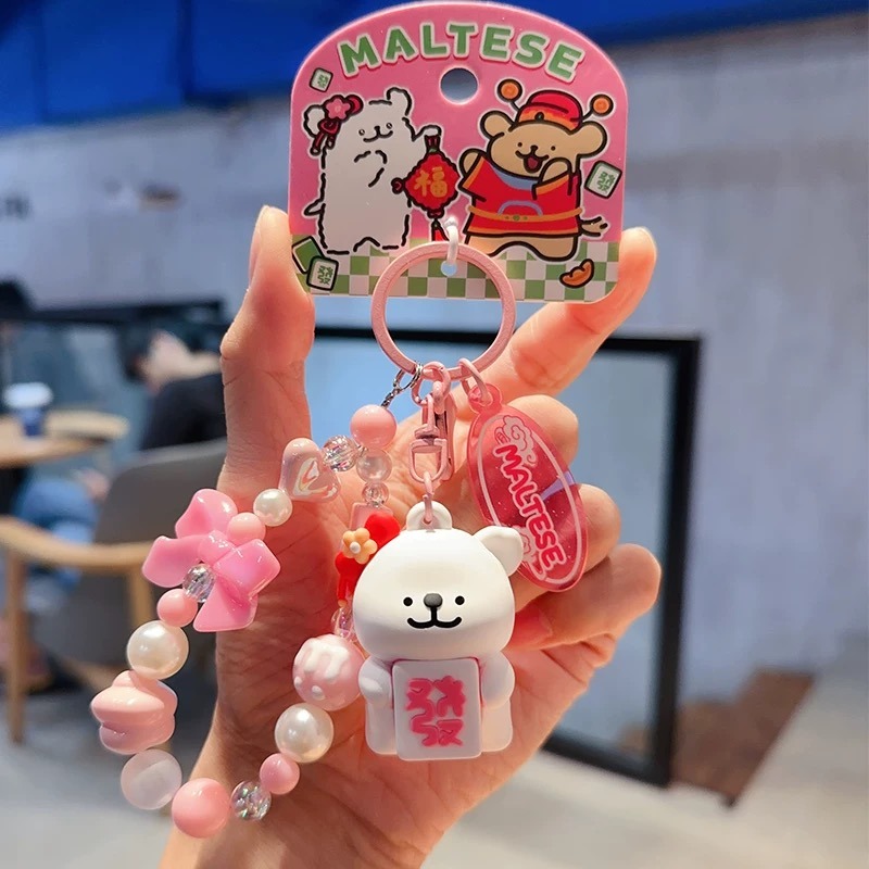 【𝑺𝒉𝒊𝒂 𝑯𝒂𝒐 夏好】現貨✨線條小狗好事發生抽籤桶吊飾 正版授權 事事如意鑰匙圈麻將發財掛飾掛件包包-規格圖9