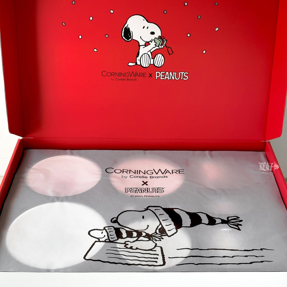 【𝑺𝒉𝒊𝒂 𝑯𝒂𝒐 夏好】康寧 史努比SNOOPY SNOW 14件式陶瓷餐具禮盒 餐盤餐廚用品碗盤-細節圖3
