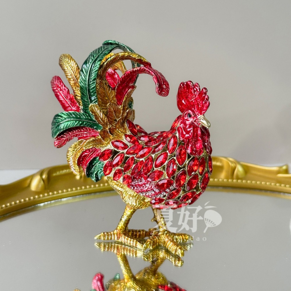 【𝑺𝒉𝒊𝒂 𝑯𝒂𝒐 夏好】現貨✨招財雞母雙入組✨聚財納福 財庫滿滿 合金鑲鑽收納寶盒 招財雞擺飾財位開運-規格圖10