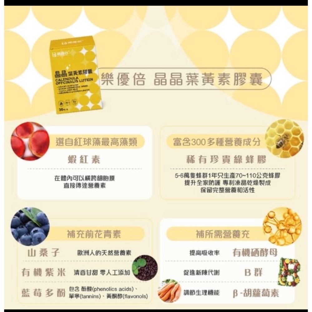 🍀MCC SHOP🍀 樂優倍 晶晶葉黃素膠囊(30顆/盒)-細節圖3