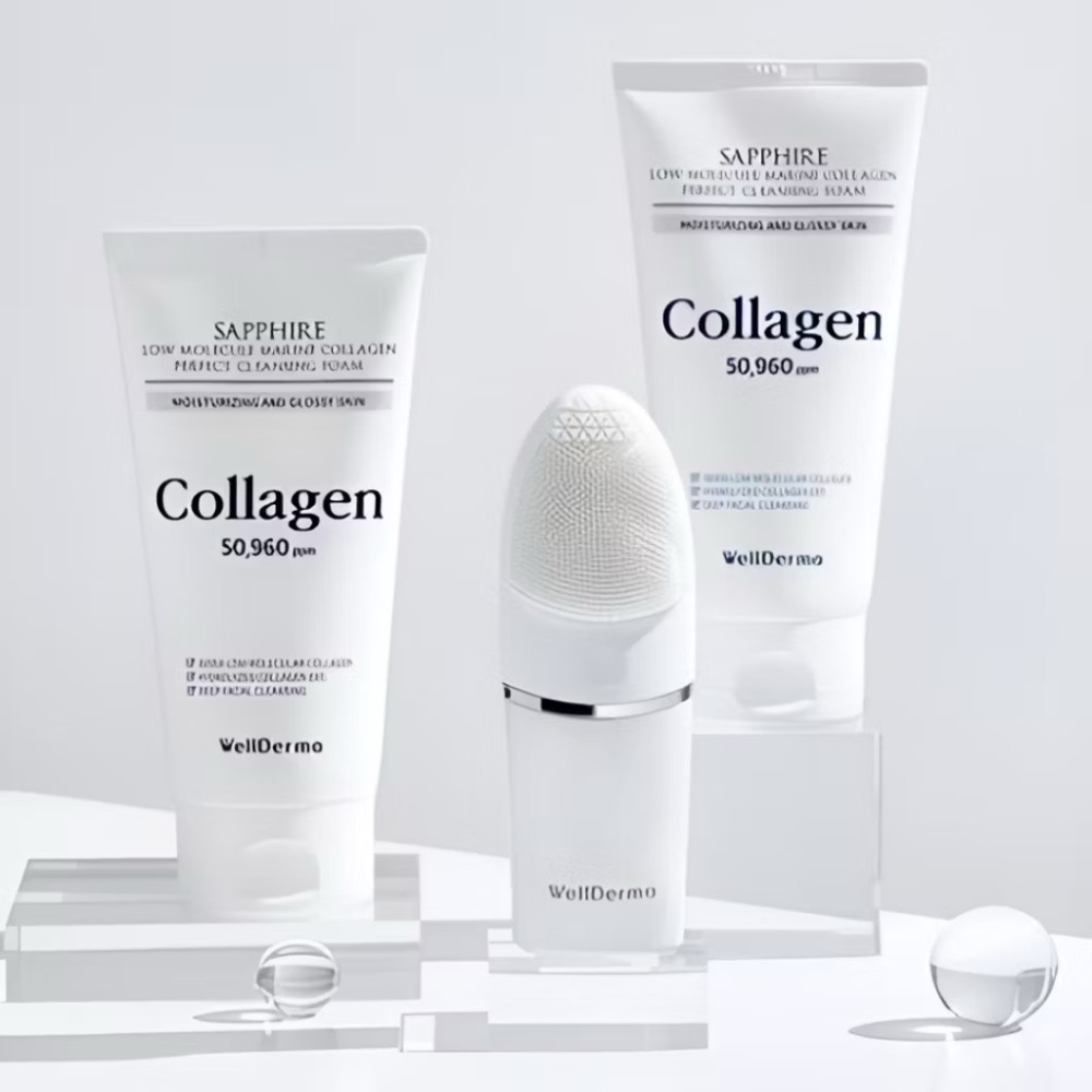 🍀MCC SHOP🍀WellDerma藍寶石低分子海洋膠原蛋白洗面乳*2+洗臉機套組