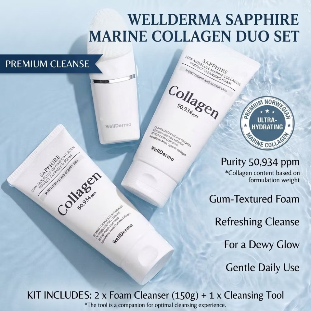 🍀MCC SHOP🍀WellDerma藍寶石低分子海洋膠原蛋白洗面乳*2+洗臉機套組-細節圖2