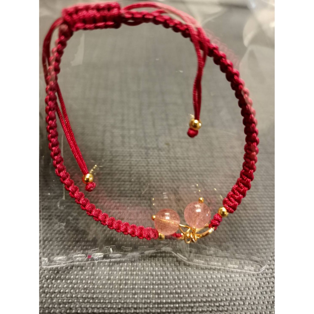 樂成宮月老過爐 天然草莓晶 水晶手鍊 編織手環 手繩 紅繩 轉運招桃花紅繩 水晶手鍊 編繩手鍊 招桃花 月老  女生手錬-規格圖9