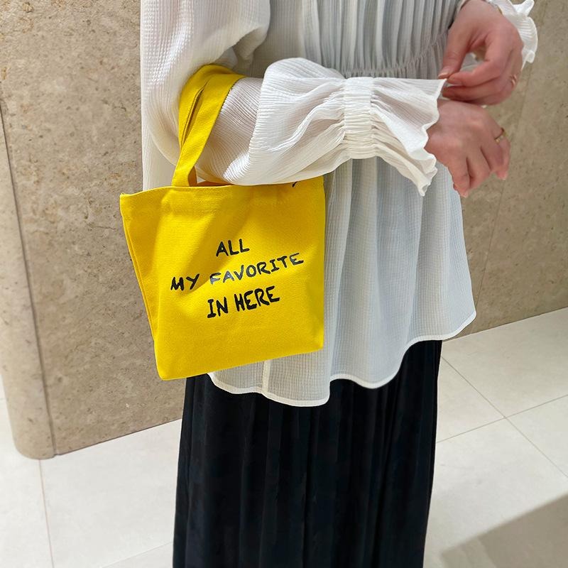 笑臉帆布袋 手提袋  小手提袋 可愛手提袋 帆布小提袋 笑臉提袋 小帆布袋 帆布包 INS便當袋帆布手提袋-細節圖5