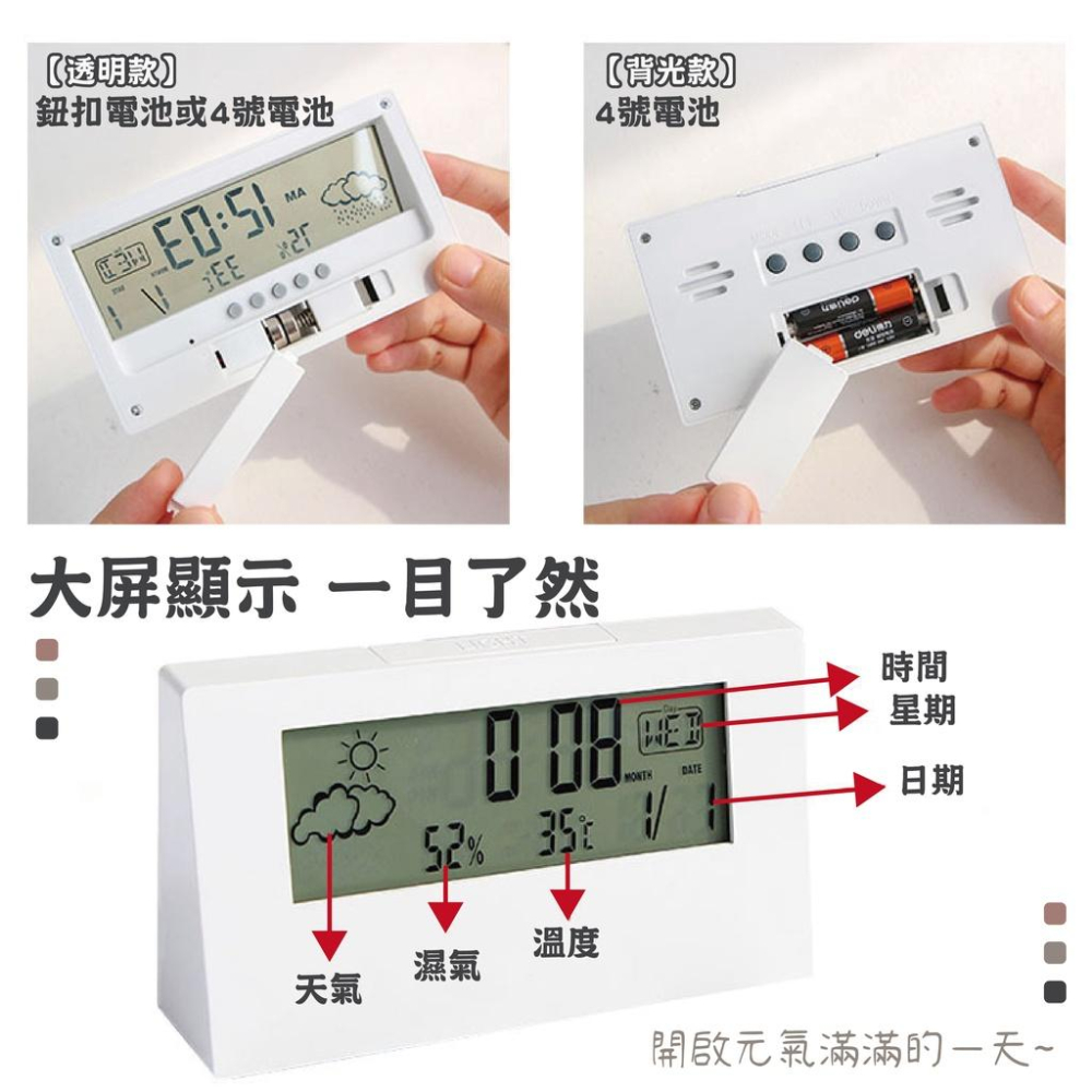 【現貨特價】溫濕度電子鬧鐘 日系透明溫度鬧鐘 時鐘 天氣鬧鐘 桌上時鐘 室內溫度計 室內溼度計 溼度計 溫度鬧鐘-細節圖6