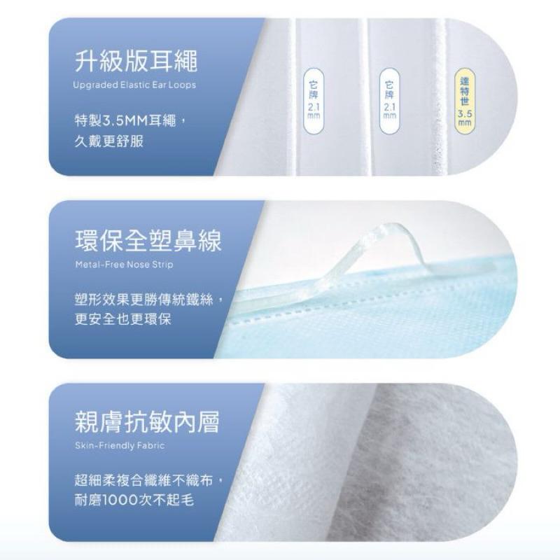 ［闆娘推薦］達特世醫用平面口罩-成人100入 滿版五色（各20片） 台灣製 現貨 MD雙鋼印-細節圖4