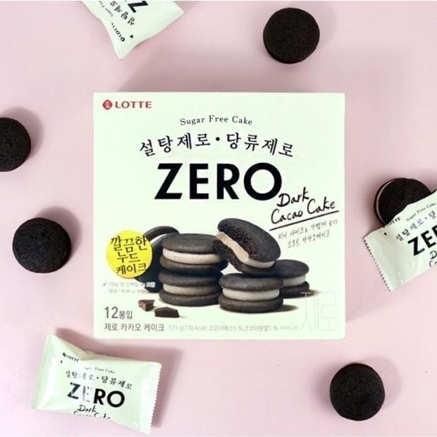 [KR/韓國代購] 現貨 出清 LOTTE 韓國樂天 Zero 零砂糖 巧克力夾心派 盒裝/제로 카카오 케이크-細節圖2