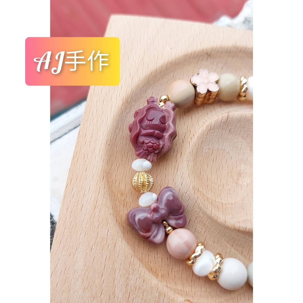 AJ手作❤️，珍珠母貝美人魚，手圍15 阿拉善 白蝶貝(母貝) 保色14K金配件 鍍金配件-細節圖2