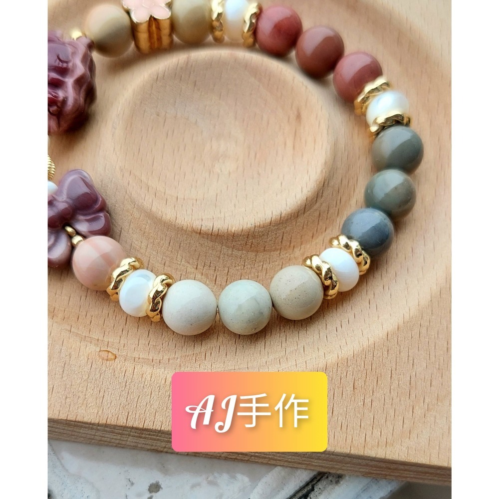 AJ手作❤️，珍珠母貝美人魚，手圍15 阿拉善 白蝶貝(母貝) 保色14K金配件 鍍金配件-細節圖4