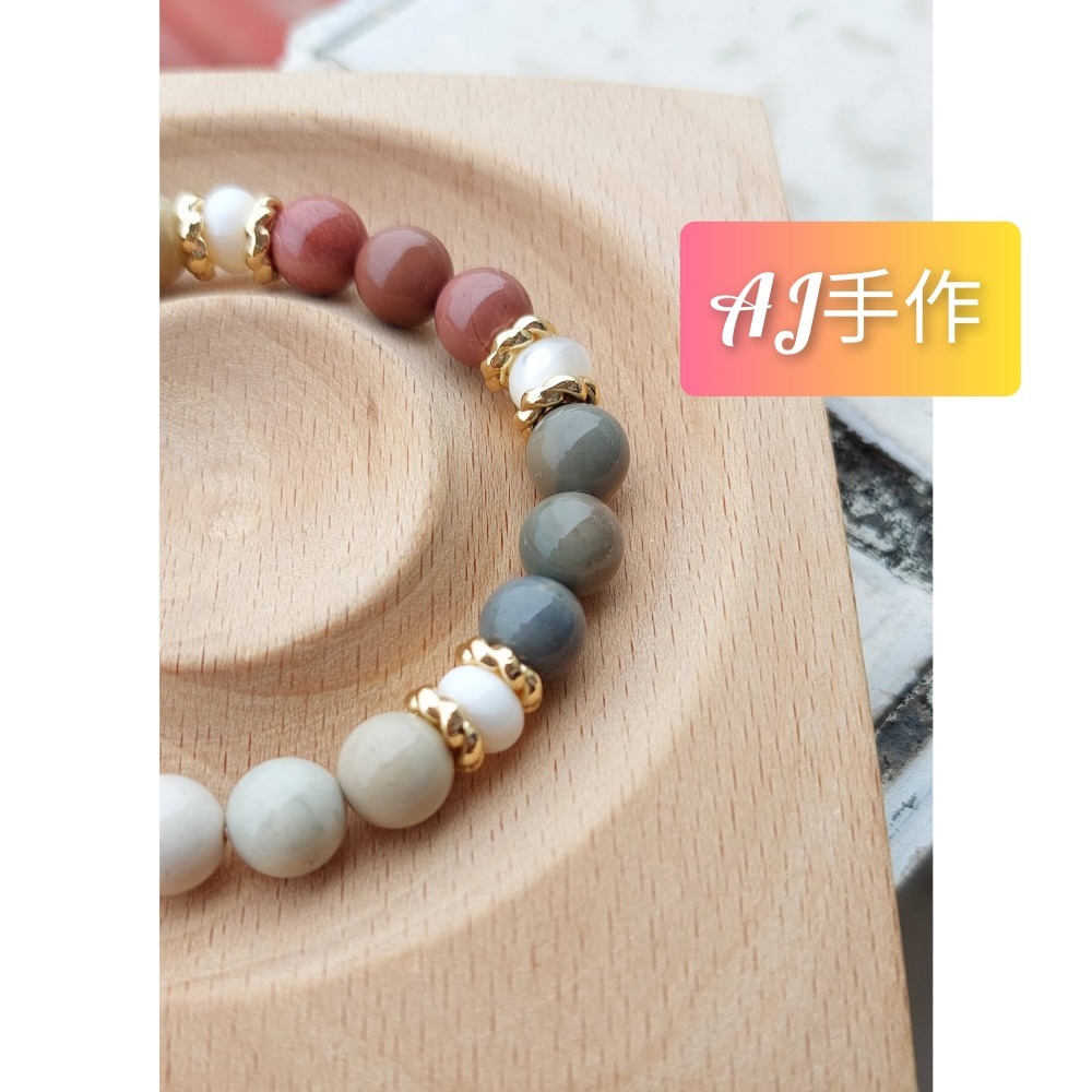 AJ手作❤️，珍珠母貝美人魚，手圍15 阿拉善 白蝶貝(母貝) 保色14K金配件 鍍金配件-細節圖5