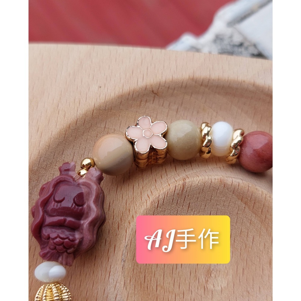 AJ手作❤️，珍珠母貝美人魚，手圍15 阿拉善 白蝶貝(母貝) 保色14K金配件 鍍金配件-細節圖7