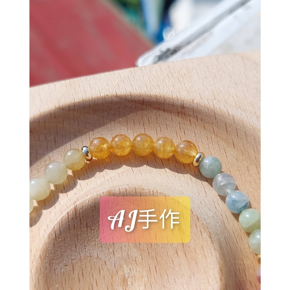 AJ手作❤️，繽紛彩糖碧璽 手圍16，彩碧璽 保色14K金配件 沙金糖果配件-細節圖4