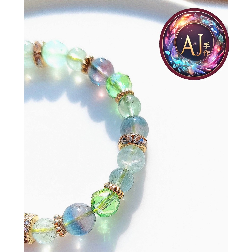 AJ手作❤️，【萬福】，手圍15，瑩石 保色14k金配件-細節圖3