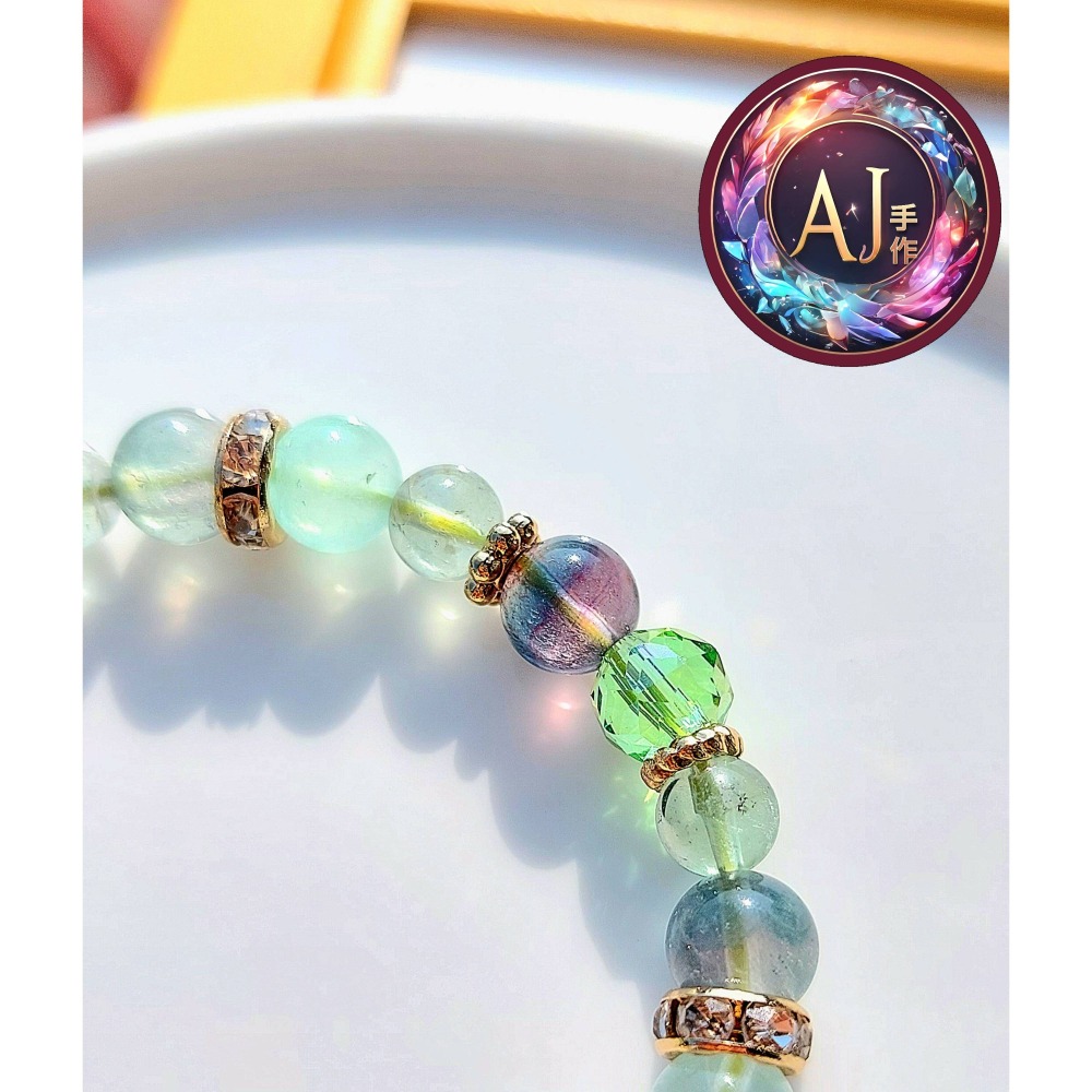 AJ手作❤️，【萬福】，手圍15，瑩石 保色14k金配件-細節圖4