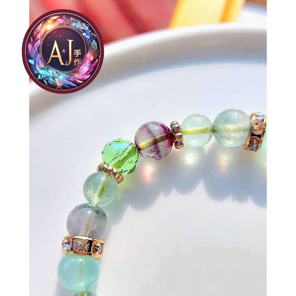 AJ手作❤️，【萬福】，手圍15，瑩石 保色14k金配件-細節圖7