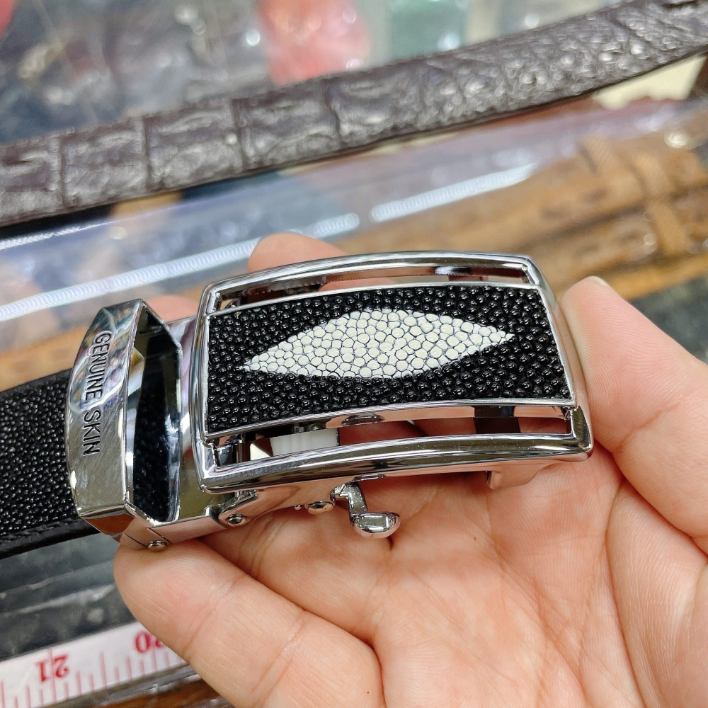 泰國連線🇹🇭珍珠魚真皮活動扣皮帶-細節圖2