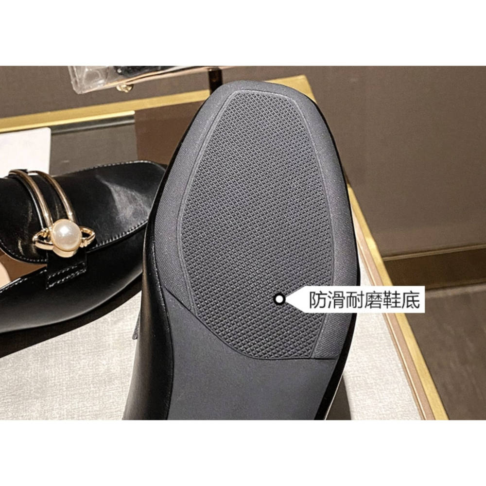 Chic珍珠穆勒半包拖鞋-黑41-細節圖6